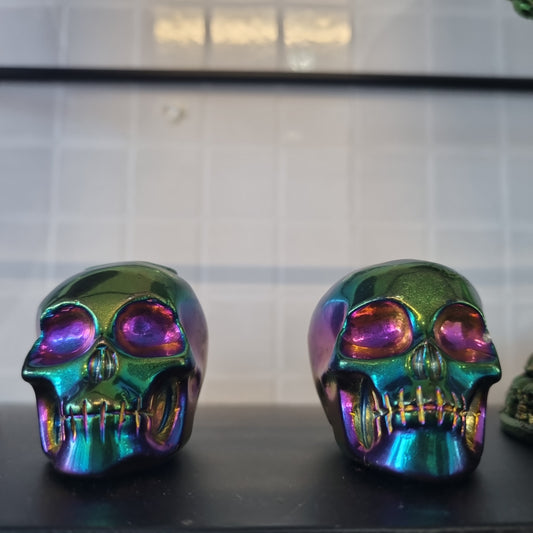 Titanium Aura Quartz Skull