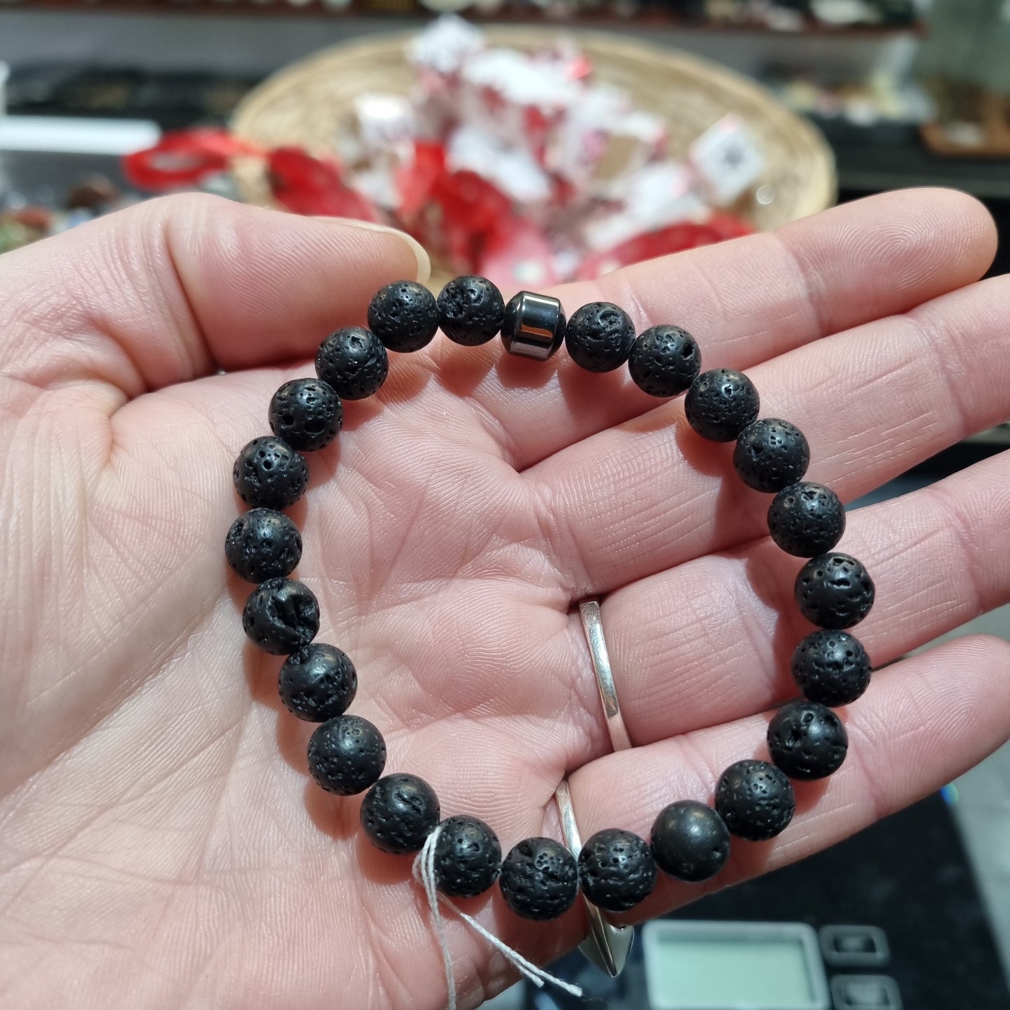 Lava Stone Round Beaded Bracelet 8mm