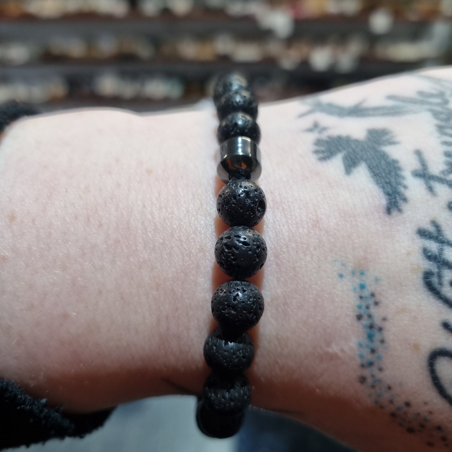 Lava Stone Round Beaded Bracelet 8mm