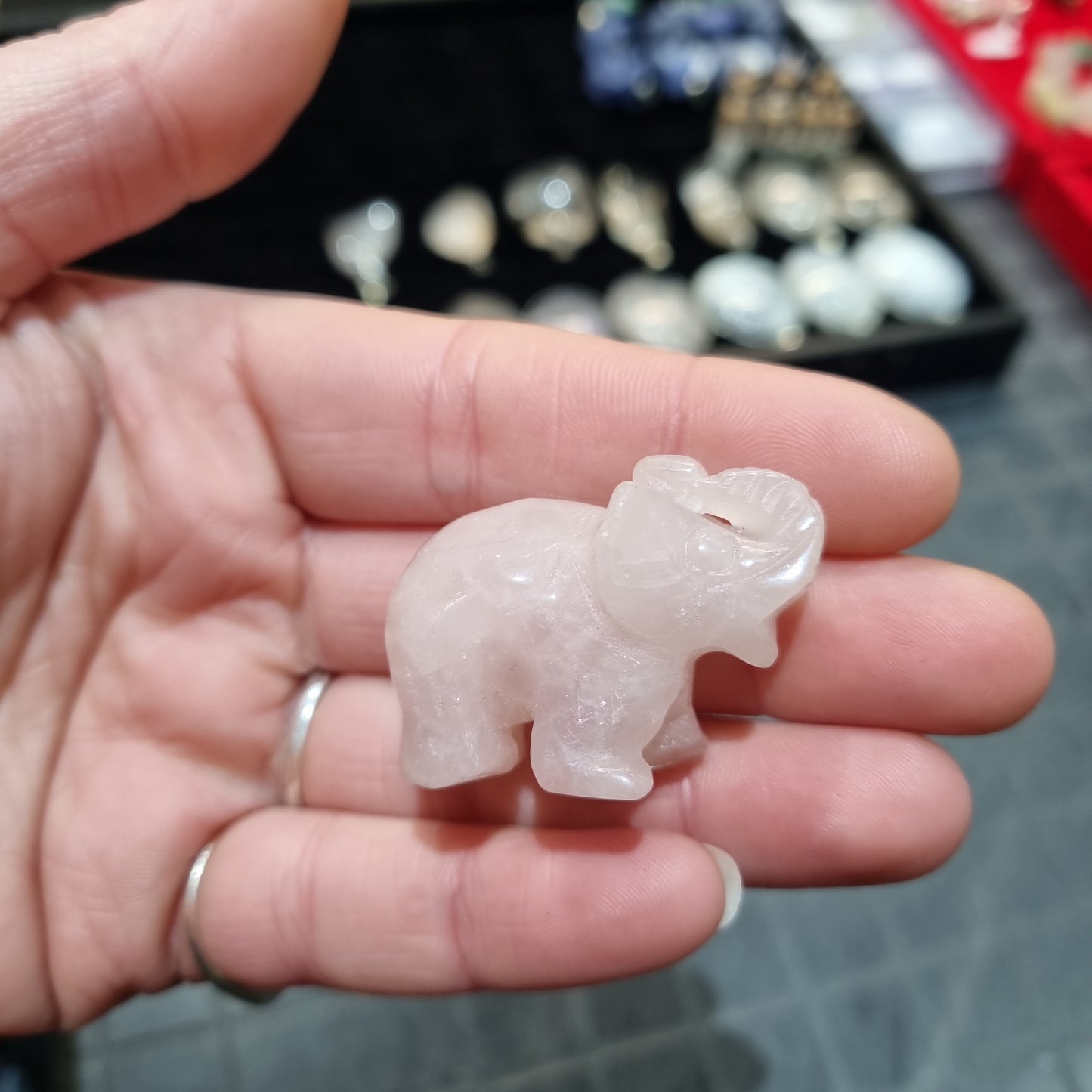 Rose Quartz Elephant Carving
