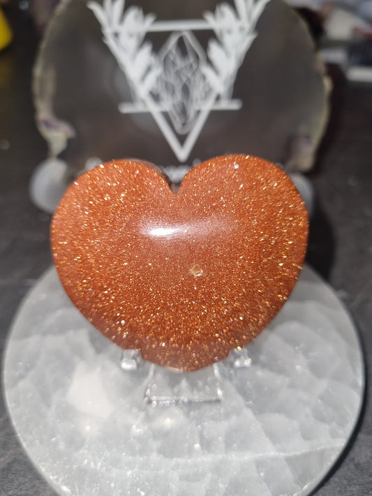 Goldstone Heart Carving