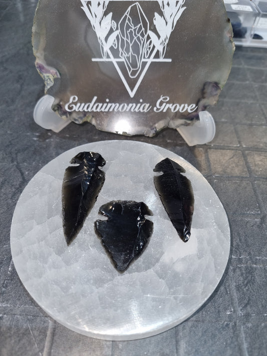 Black Obsidian Arrow Head Carving