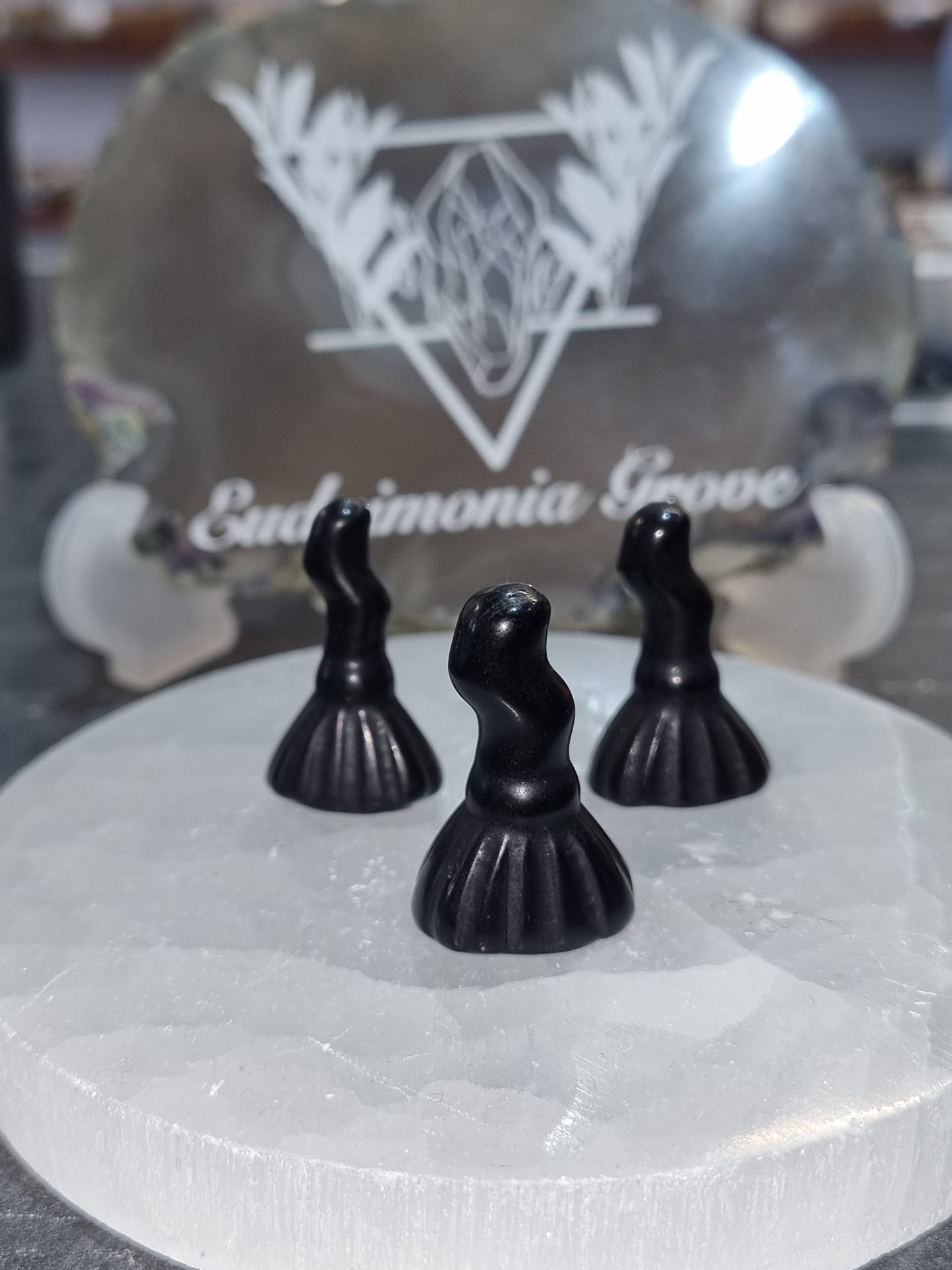 Black Obsidian Mini Broom Carving