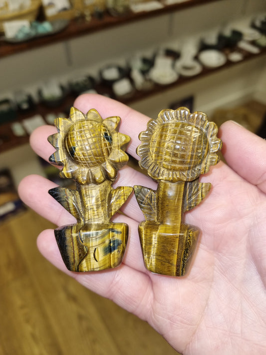 Tigers Eye Sunflower Carving