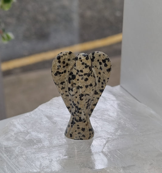 Dalmation Jasper Angel Carving