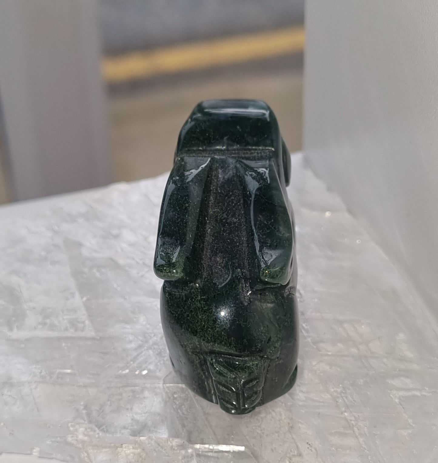 Moss Agate Rabbit Carving