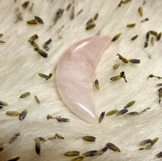 Rose Quartz Moon Carving