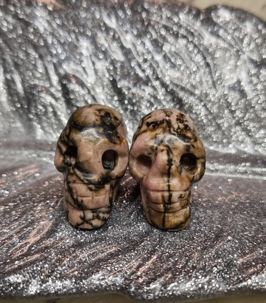 Rhodonite Mini Skull Carving