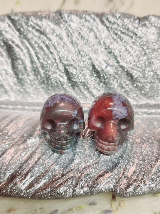 Ocean Jasper Mini Skull Carving