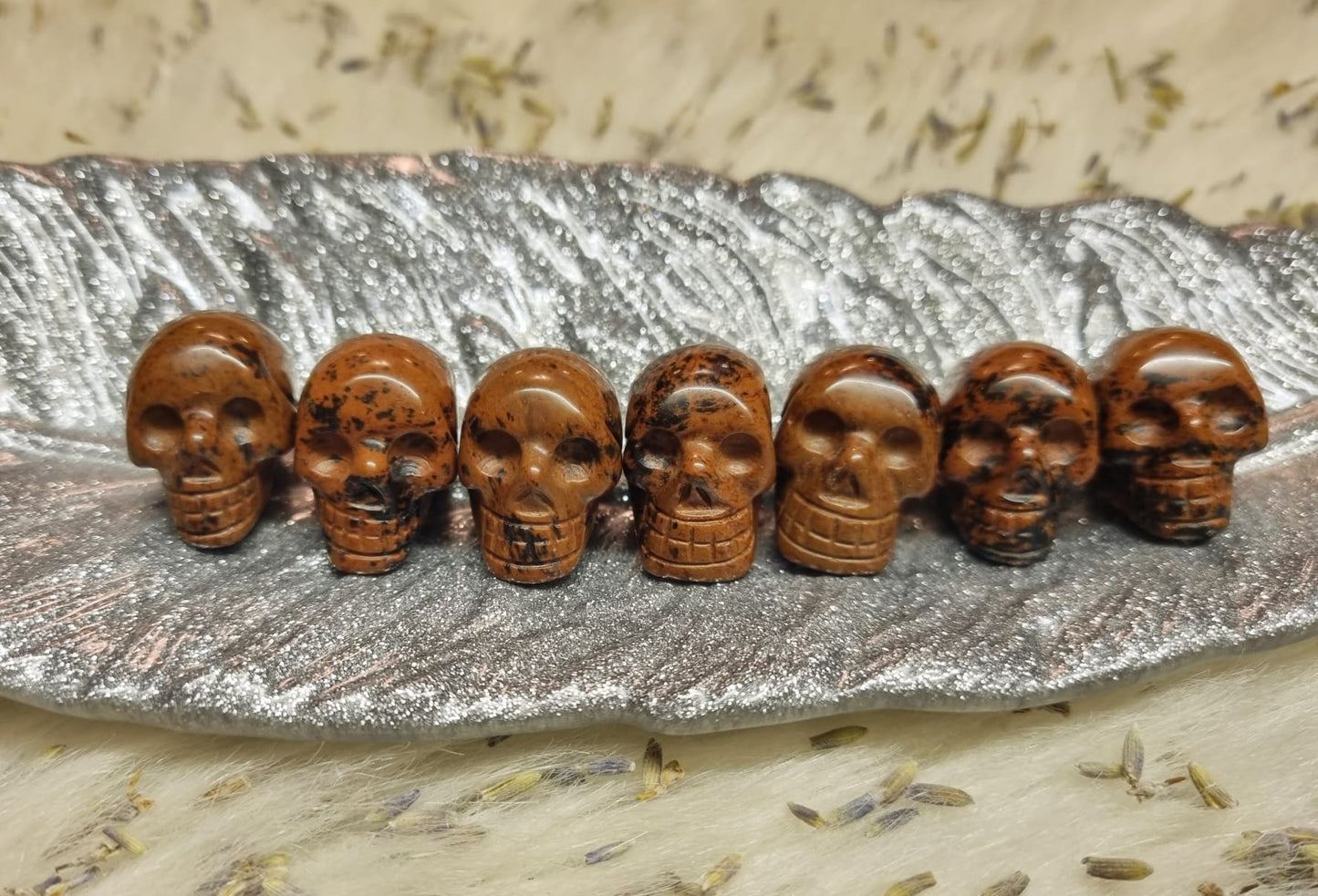 Mahogany Obsidian Mini Skull Carving