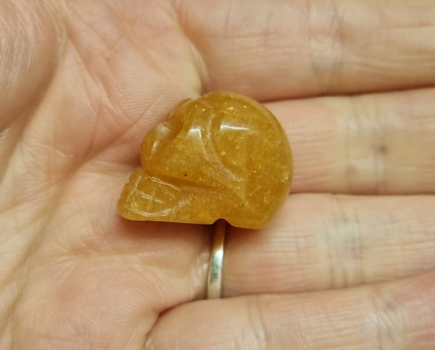 Orange Aventurine Mini Skull Carving