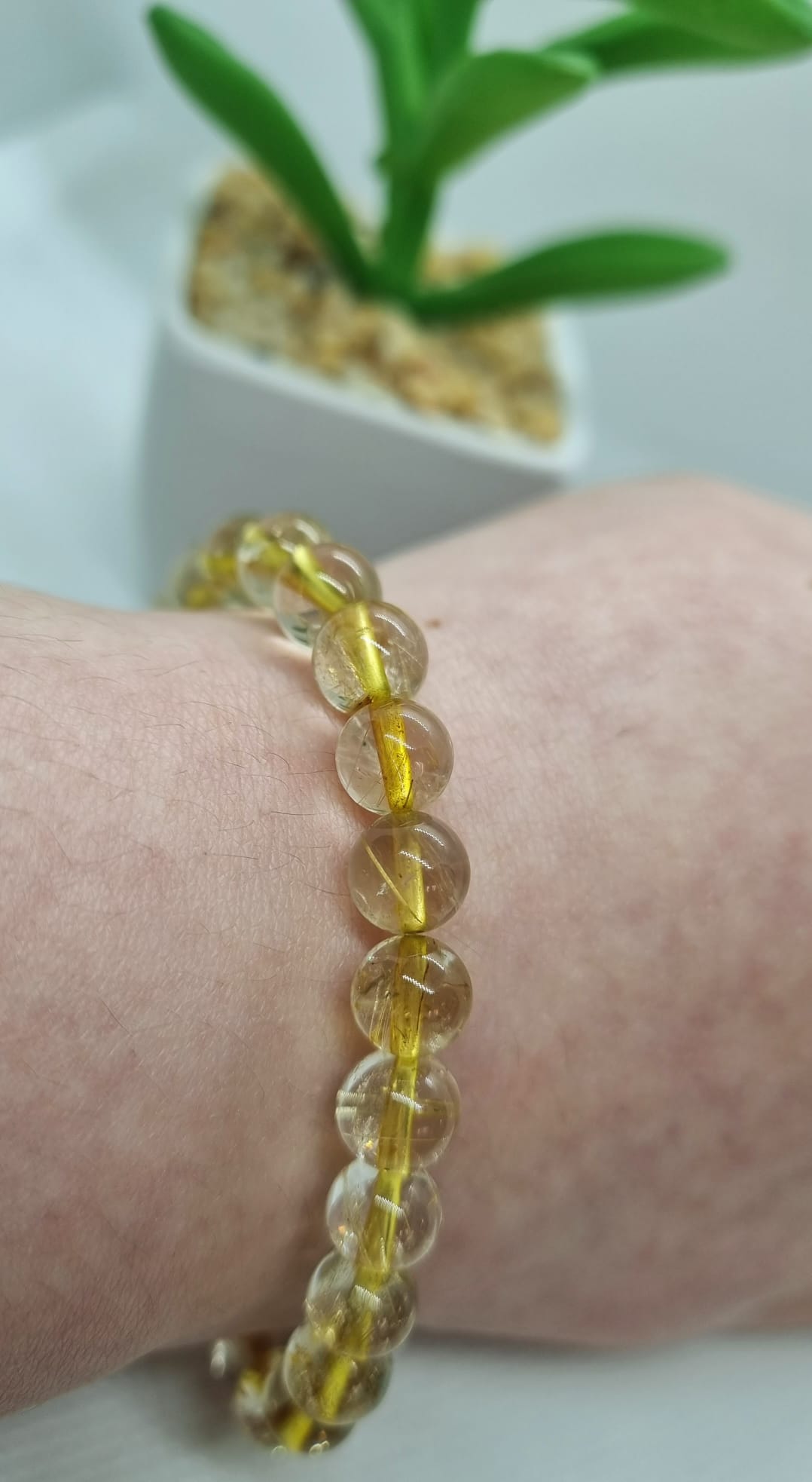 Golden Rutilated Quartz 7mm Round Beaded Bracelet