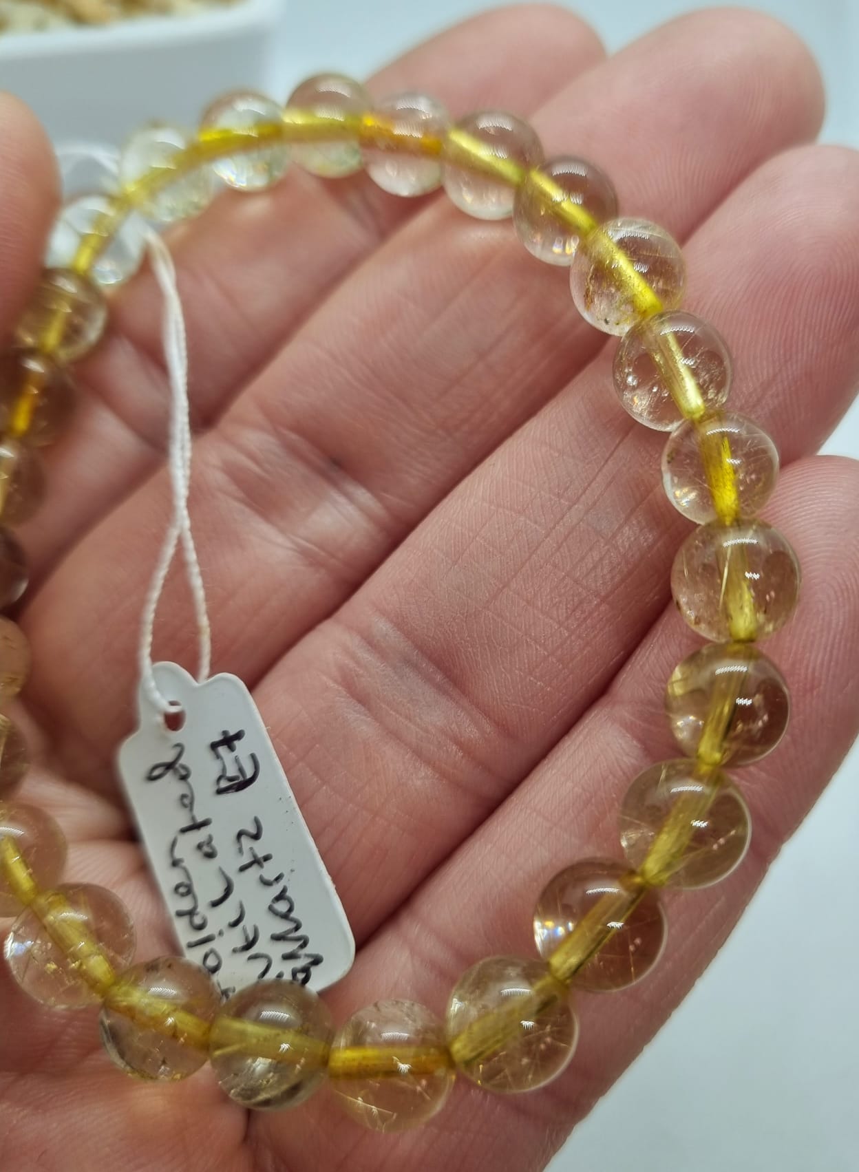 Golden Rutilated Quartz 7mm Round Beaded Bracelet