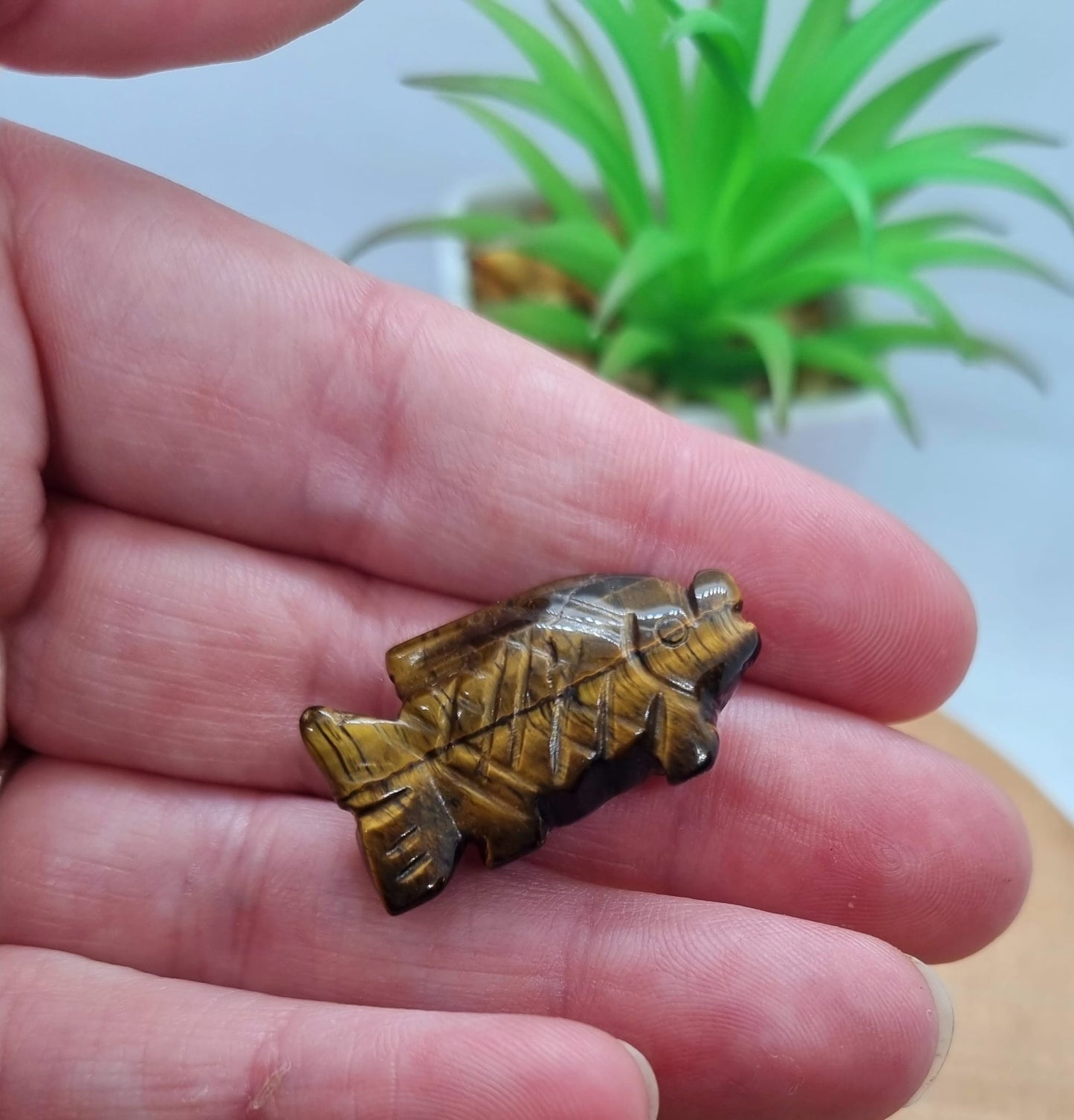 Tigers Eye Fish Carving