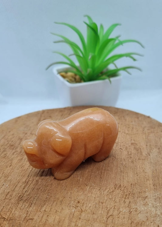 Orange Aventurine Pig Carving