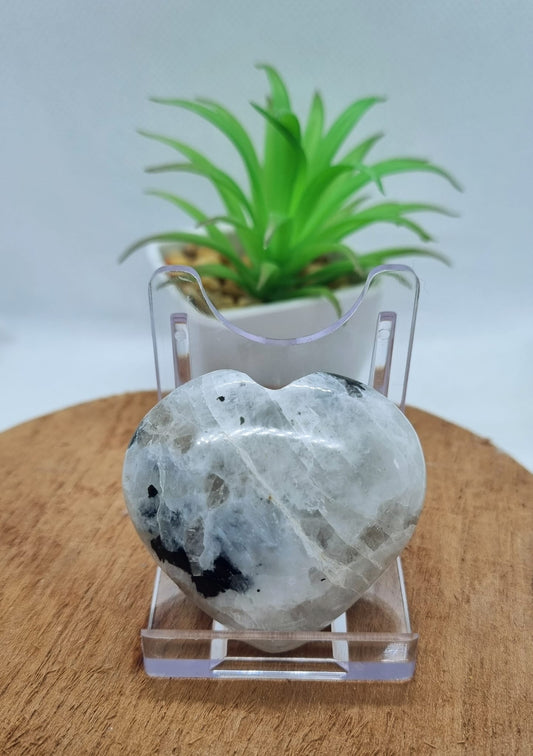 Rainbow Moonstone Heart Carving