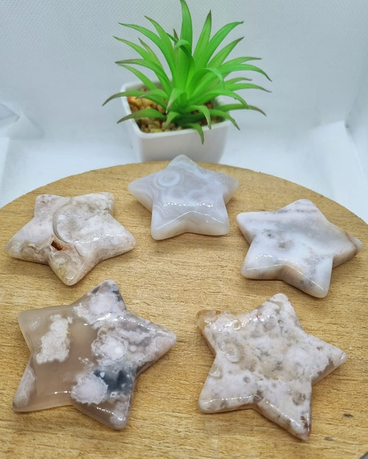Flower Agate Star Carving