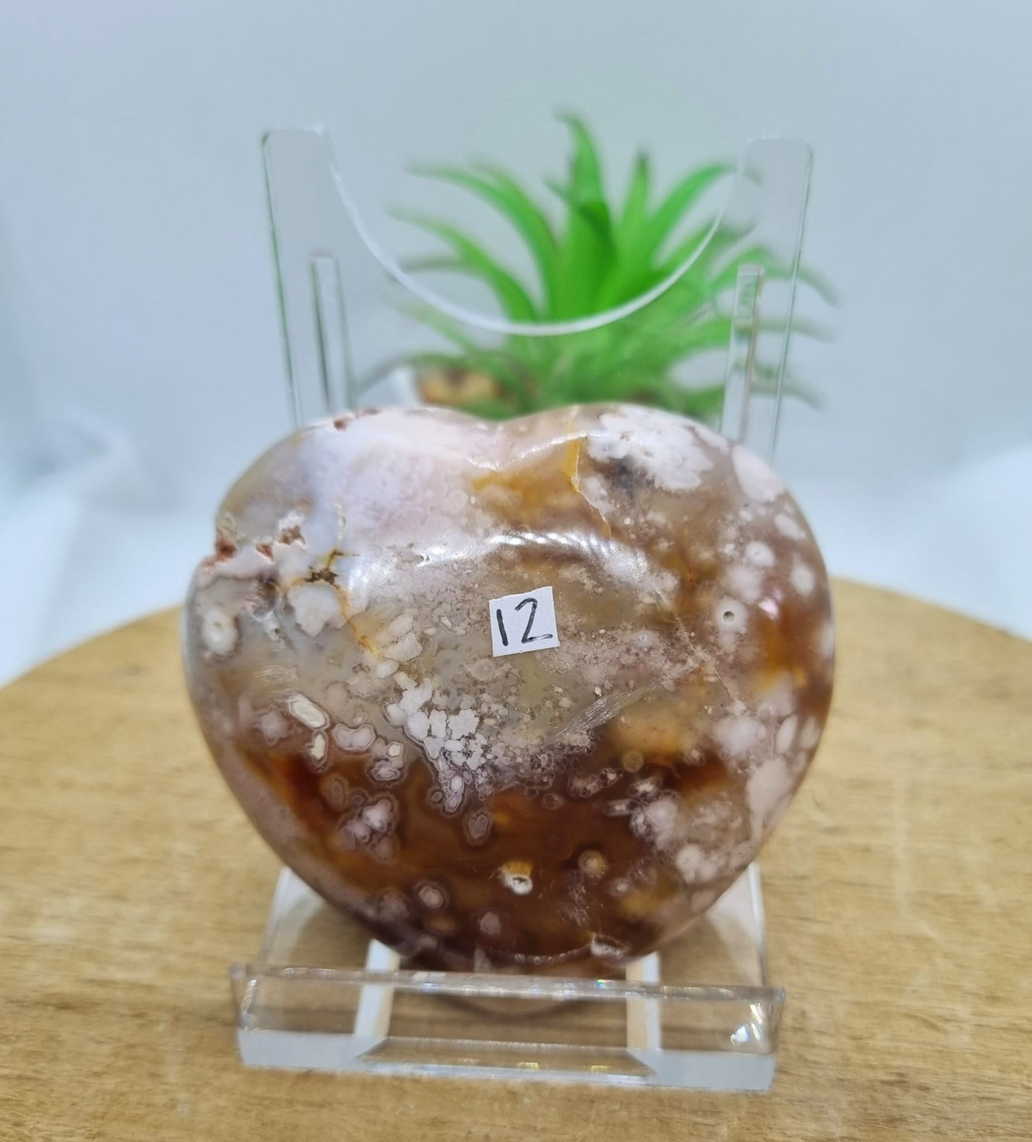 Flower Agate Heart Carving