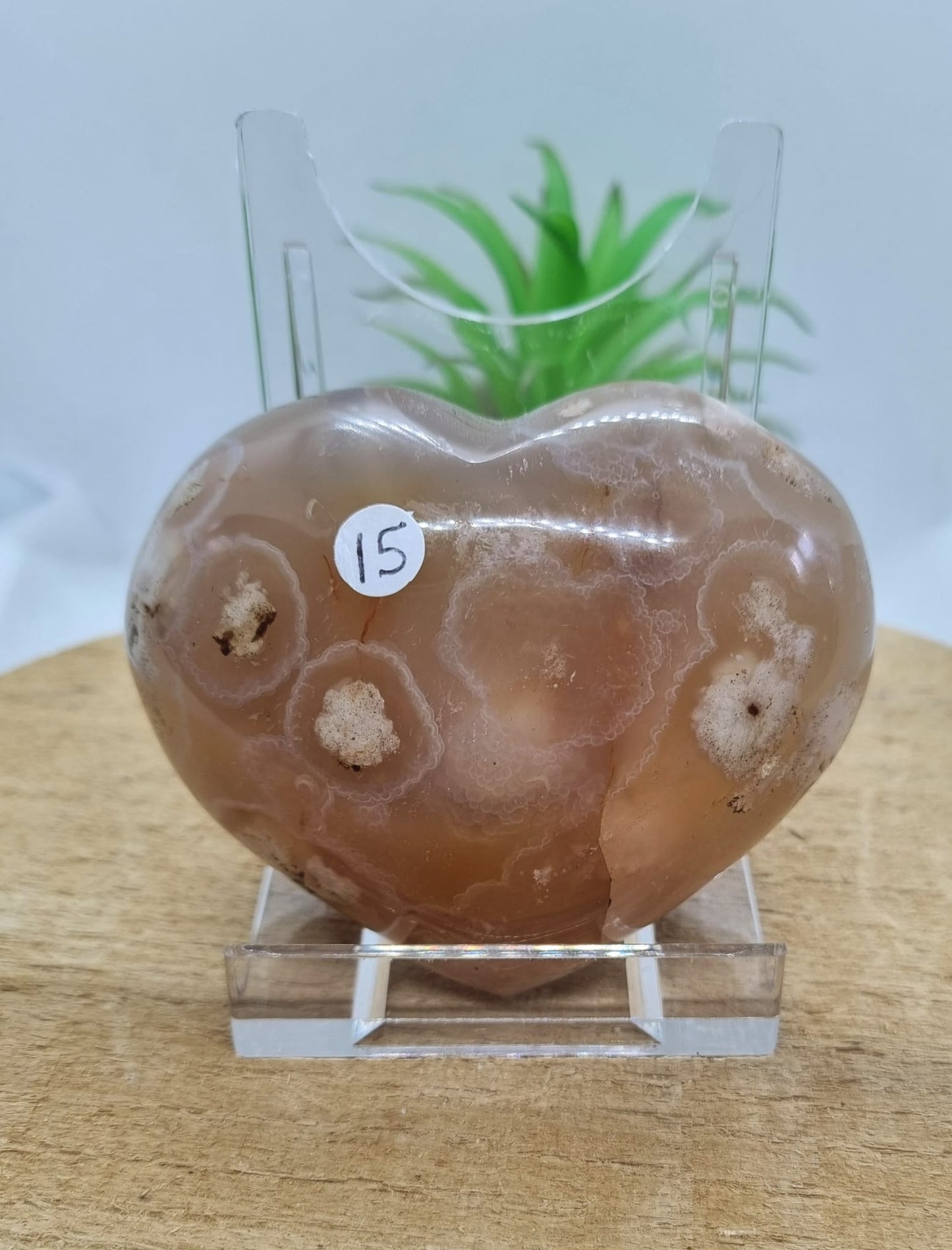 Flower Agate Heart Carving