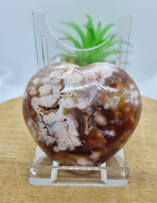 Flower Agate Heart Carving