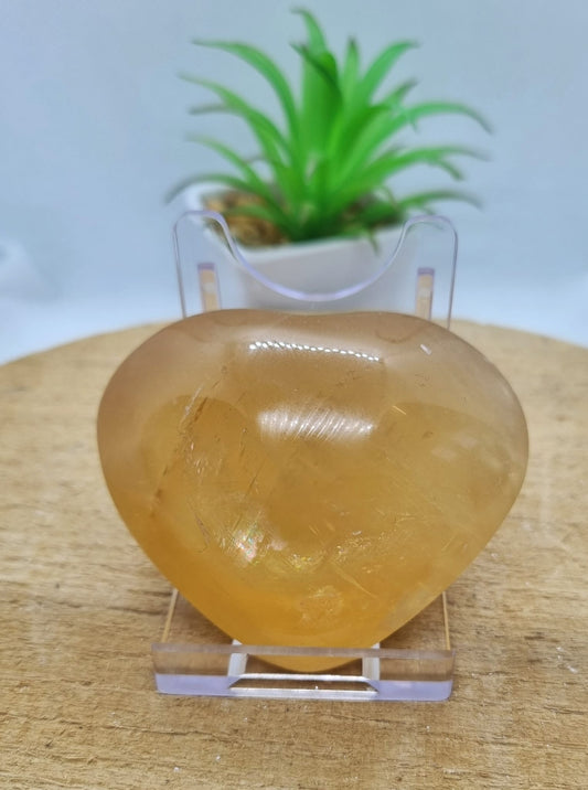 Honey Calcite Heart Carving