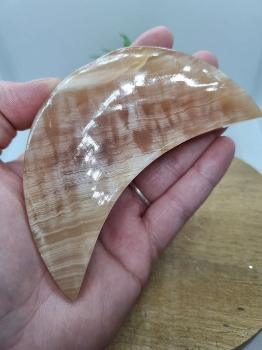Honey Calcite Moon Carving Bowl