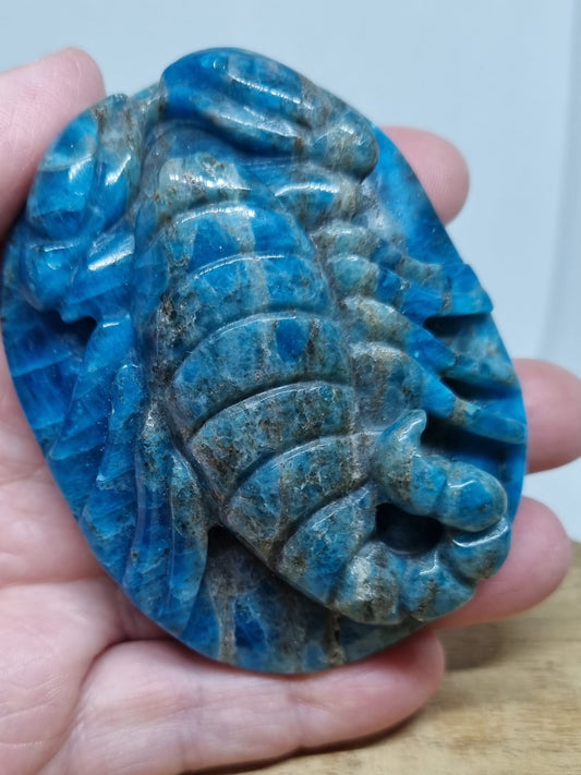 Blue Apatite Scorpion Carving