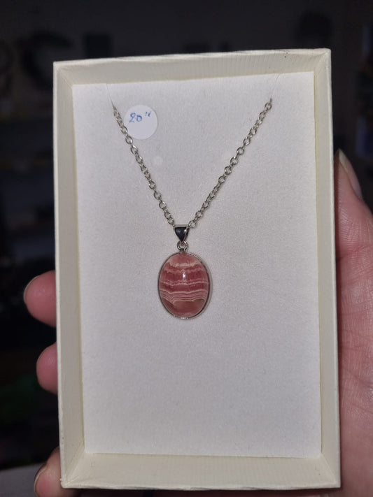 Rhodocrosite Oval Pendant