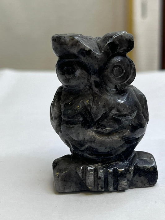 Larvikite Owl Carving