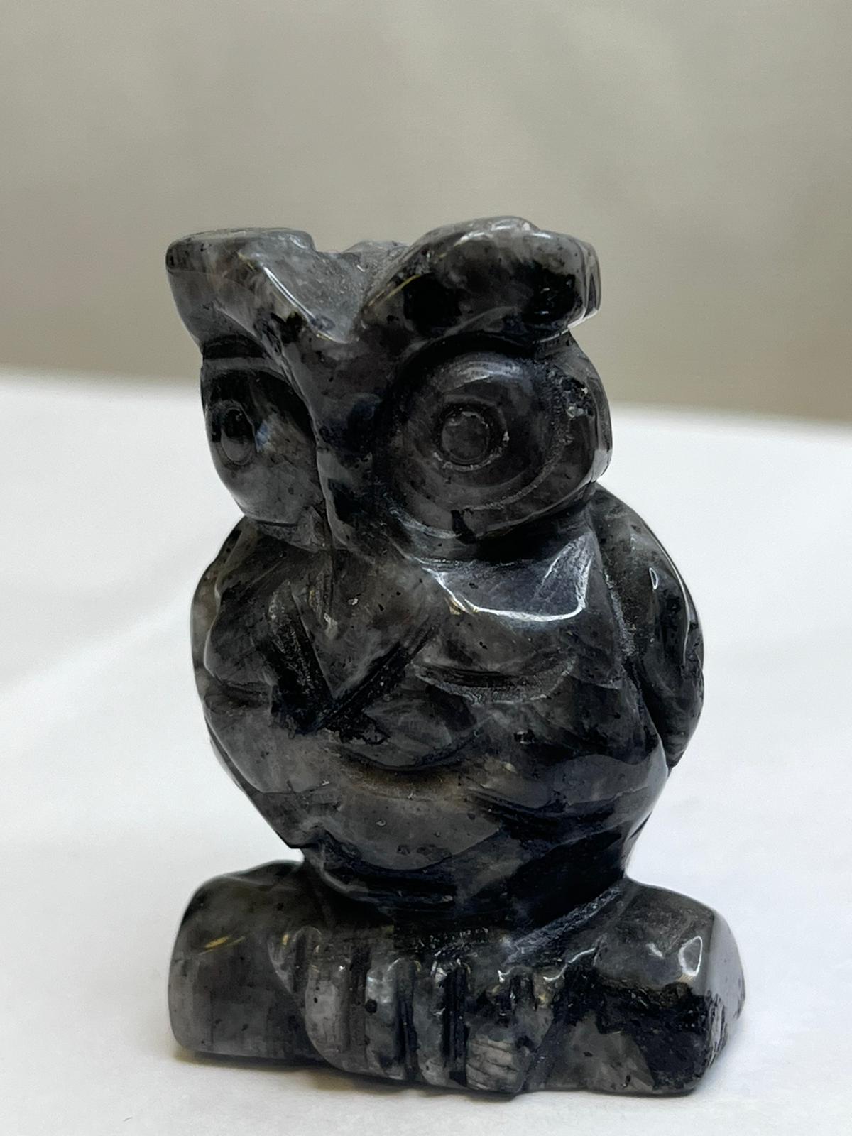 Larvikite Owl Carving