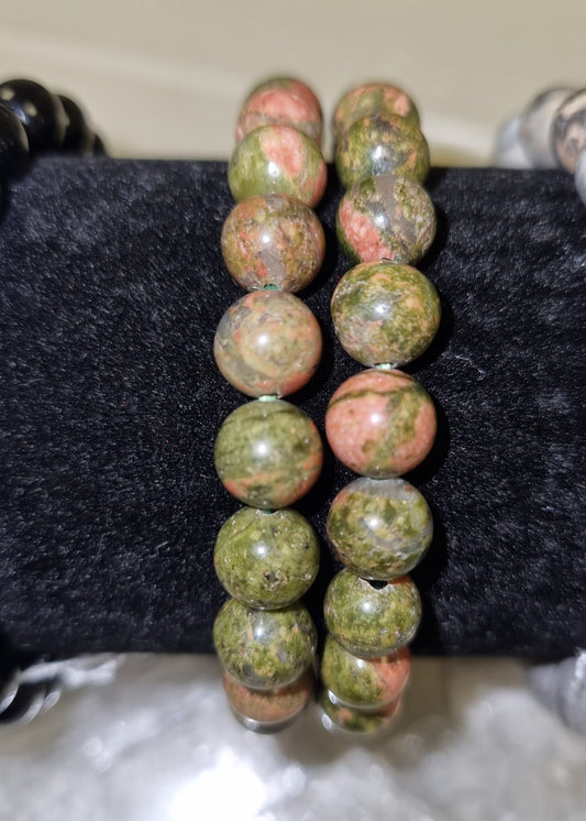 Unakite 8mm Round Beaded Bracelet
