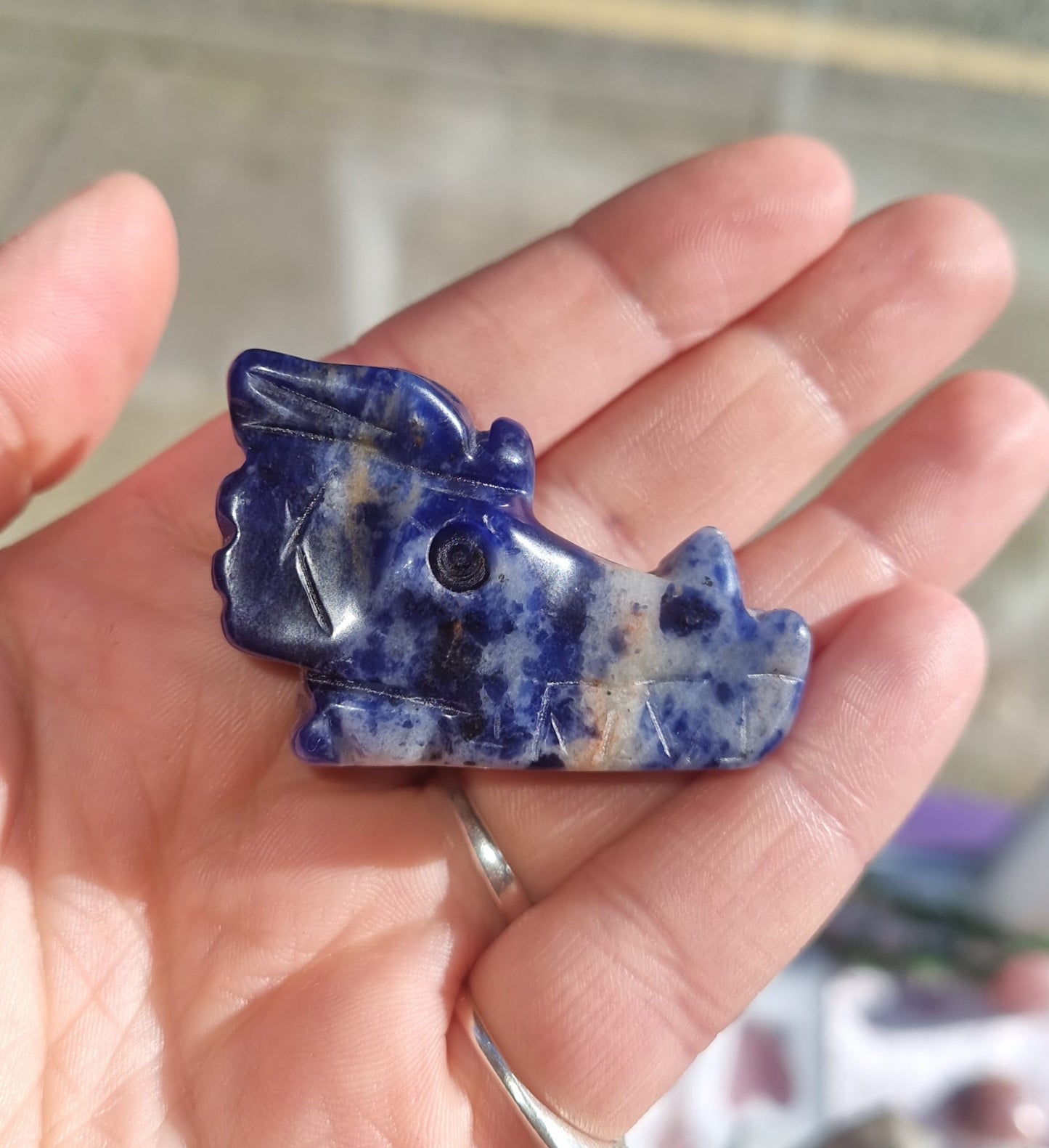 Sodalite Dragon Head Carving