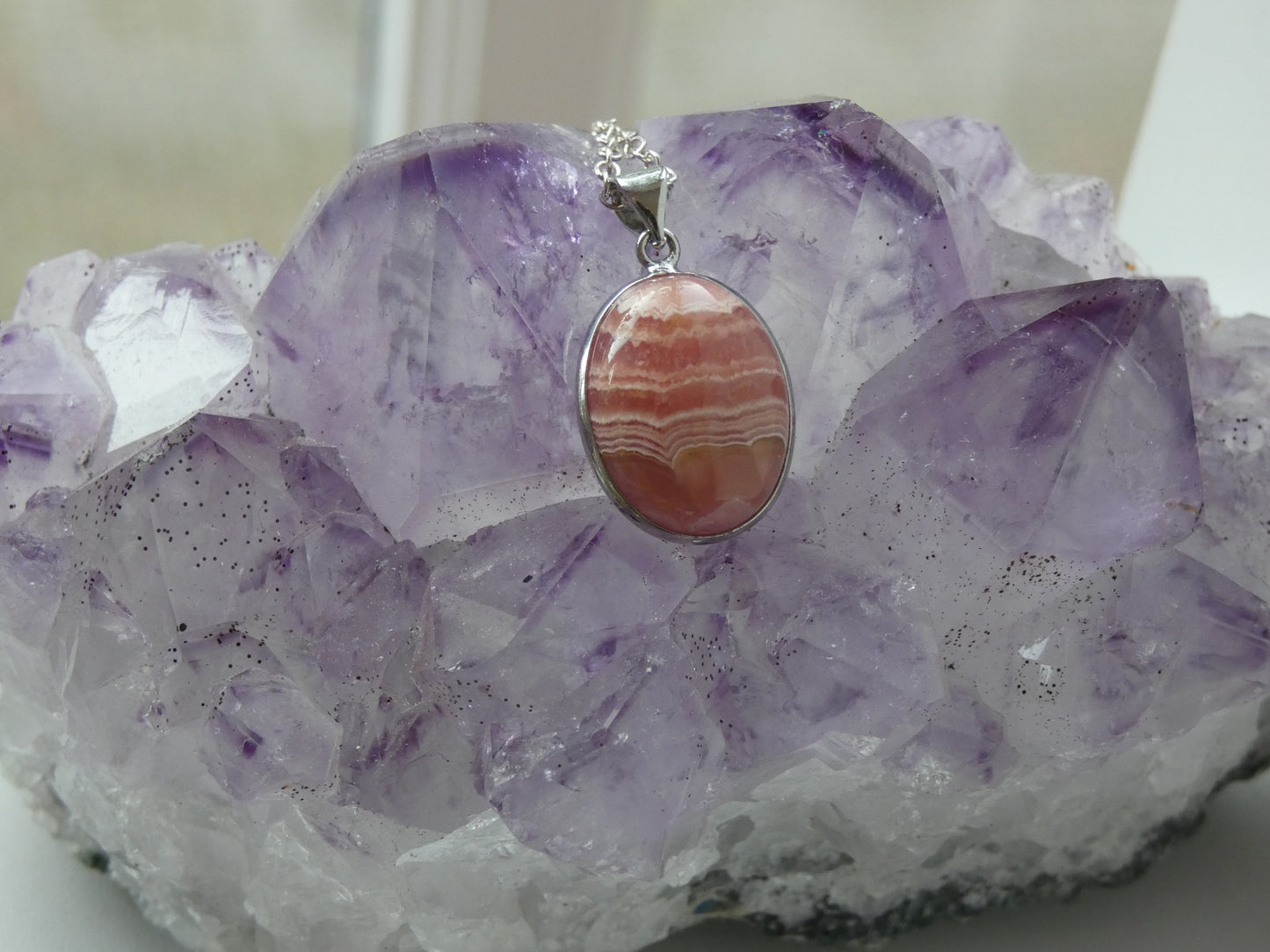 Rhodocrosite Oval Pendant