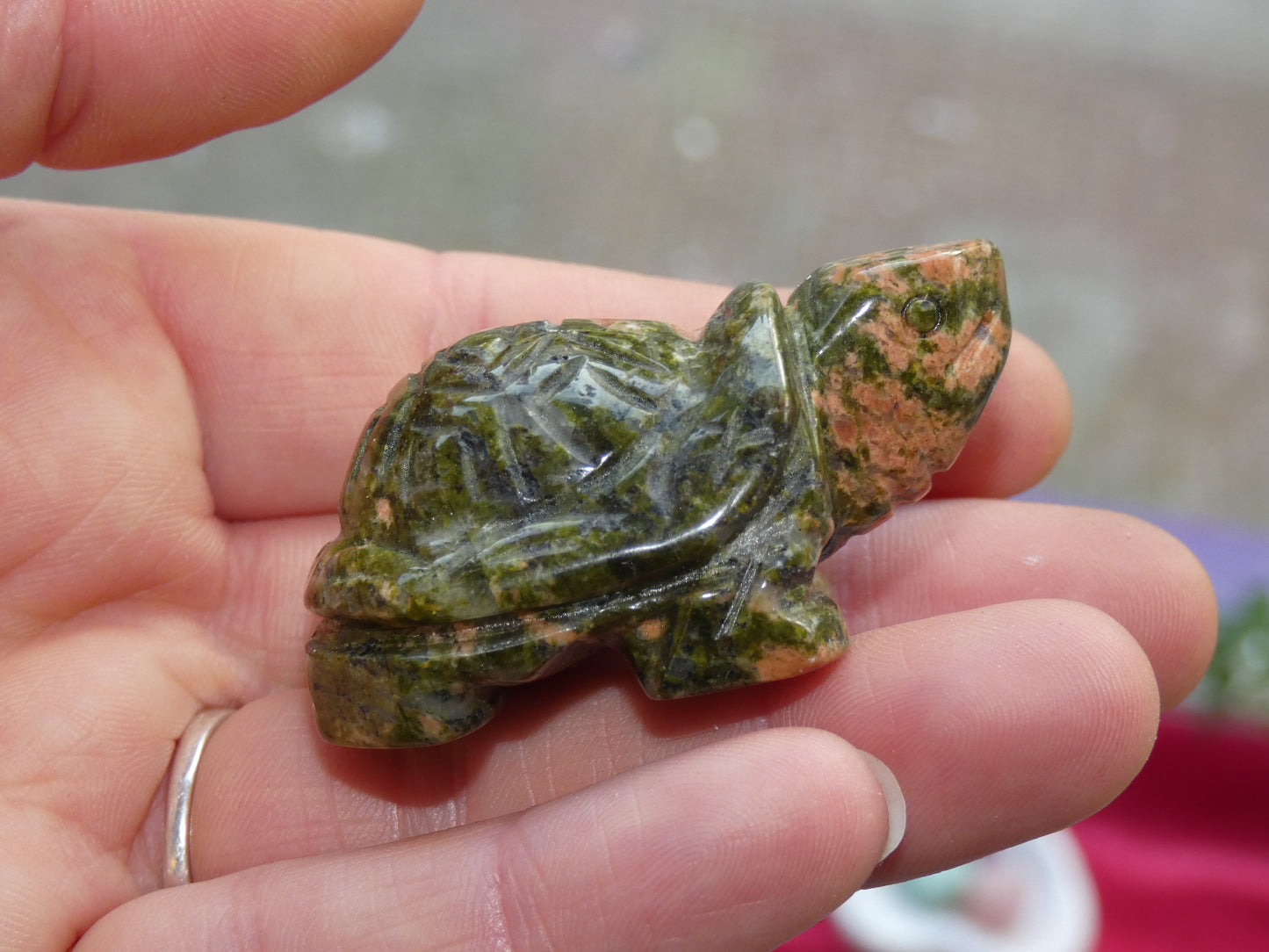 Unakite Turtle Carving