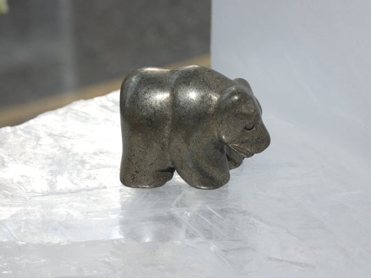 Pyrite Bear Carving