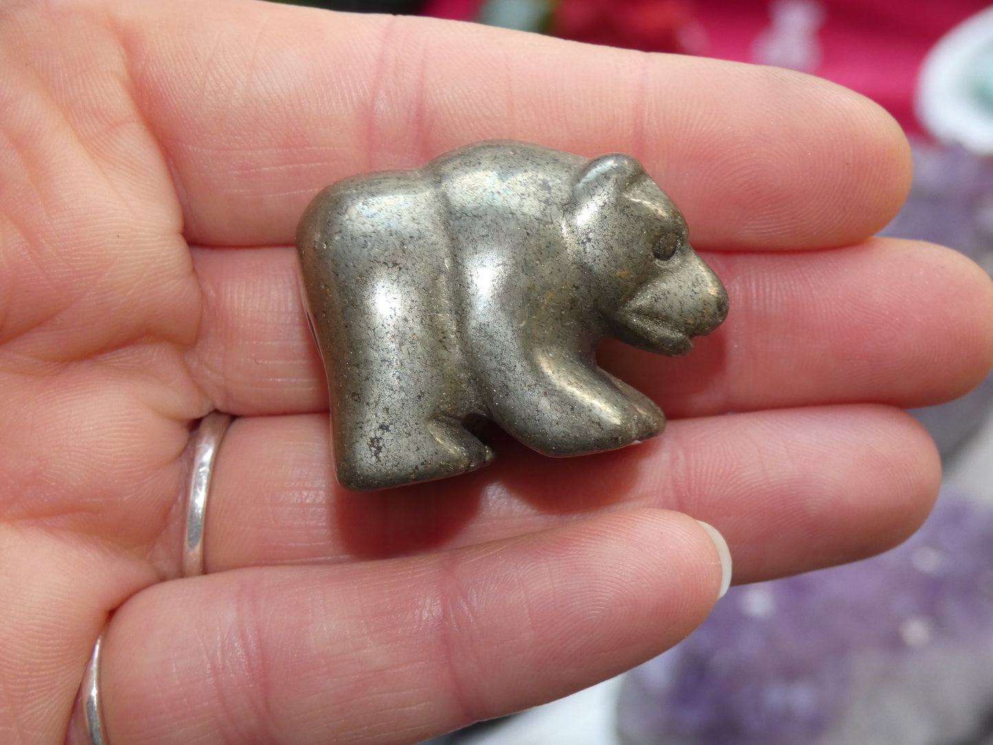 Pyrite Bear Carving