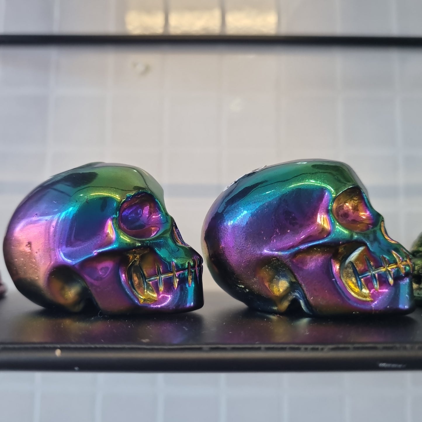 Titanium Aura Quartz Skull