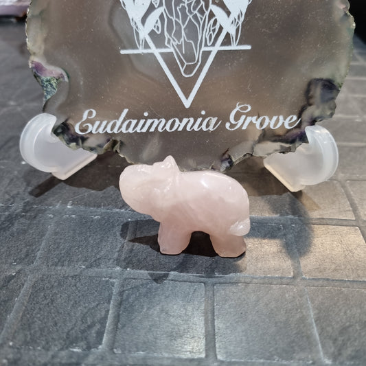 Rose Quartz Elephant Carving