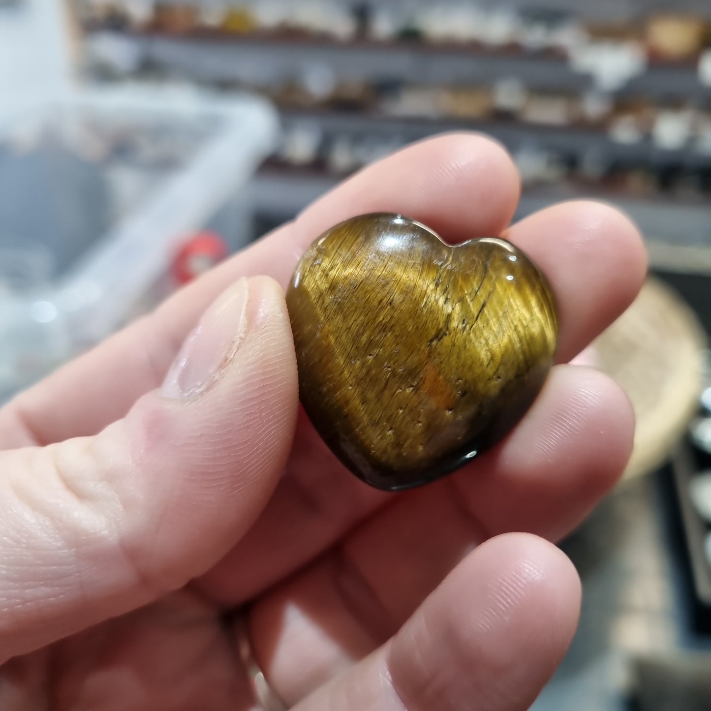 Tiger's Eye Puffy Heart