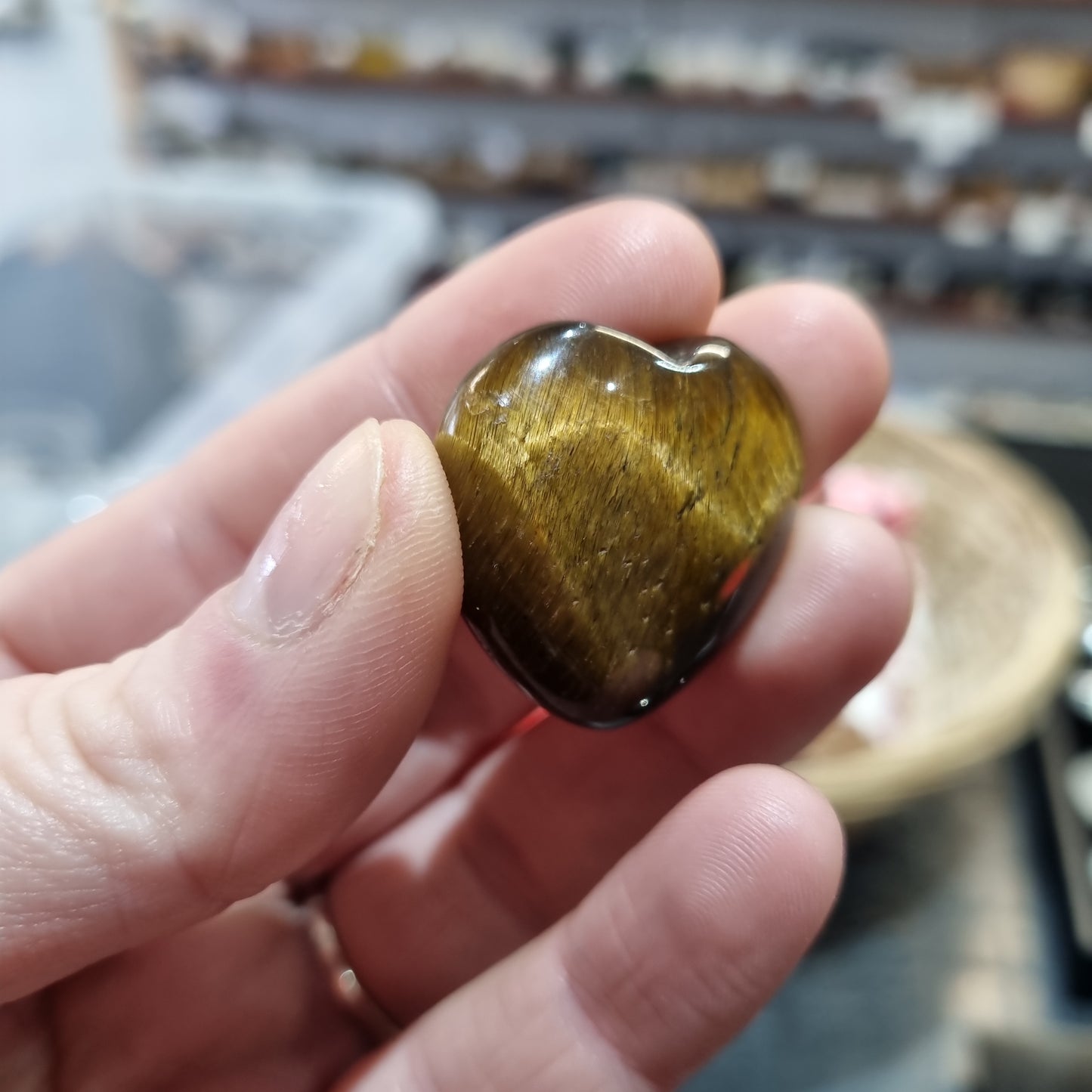 Tiger's Eye Puffy Heart