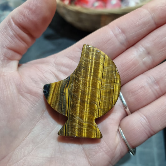 Tiger's Eye Standing Moon Carving