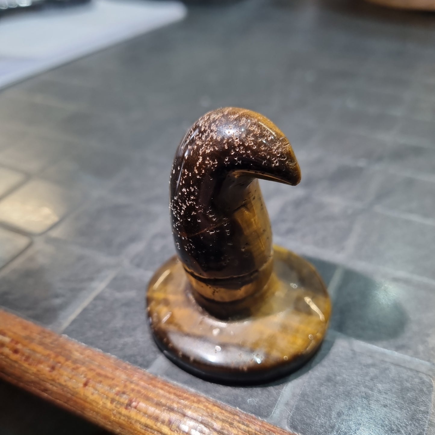 Tiger's Eye Witches Hat Carving