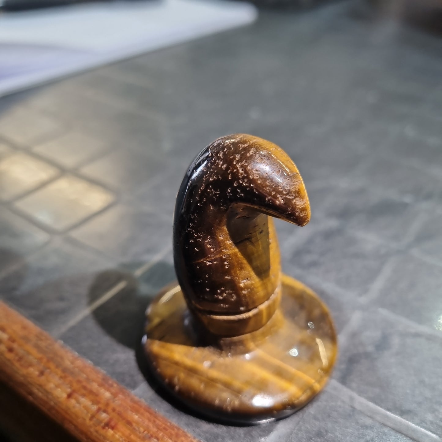 Tiger's Eye Witches Hat Carving