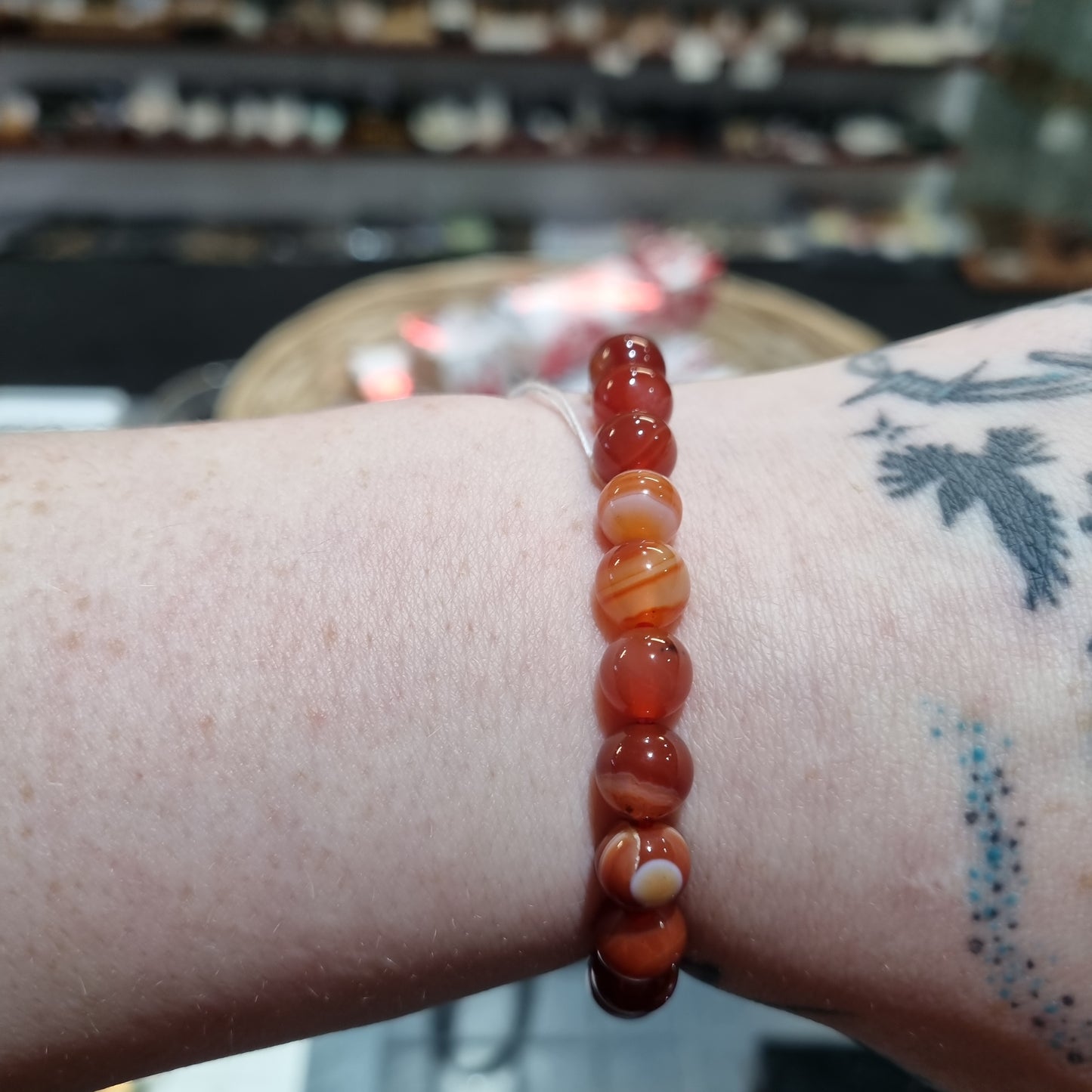 Carnelian 8mm Round Beaded Bracelet