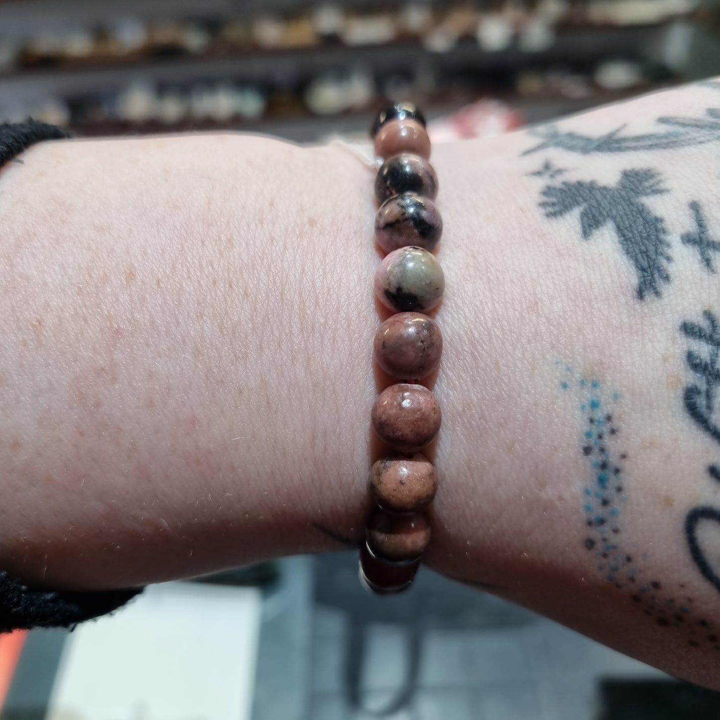 Rhodonite 8mm Round Beaded Bracelet
