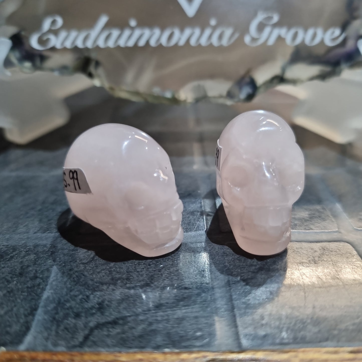 Rose Quartz Mini Skull Carvings