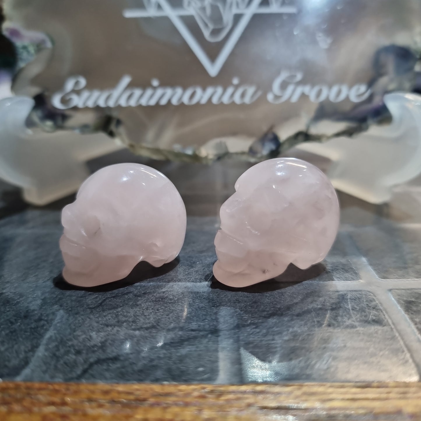 Rose Quartz Mini Skull Carvings