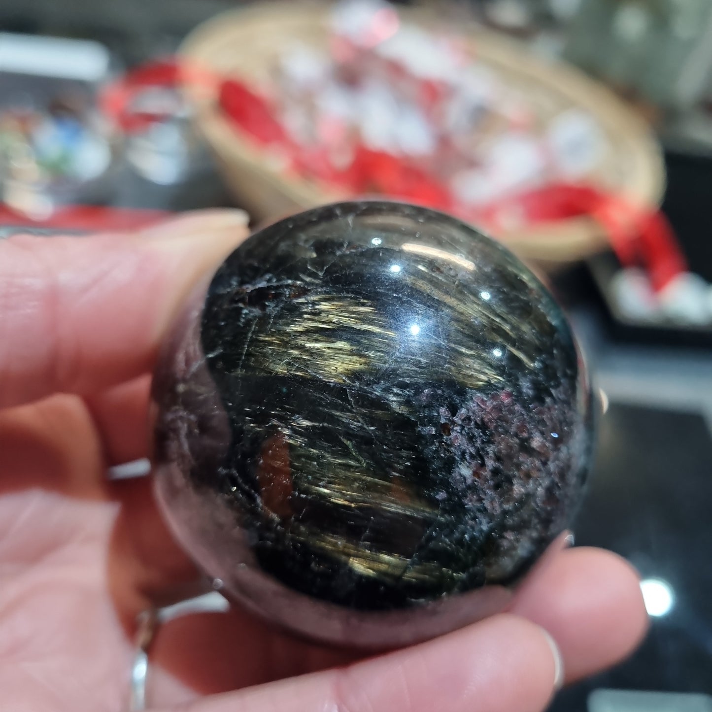 Arfvedsonite with Garnet Sphere #2