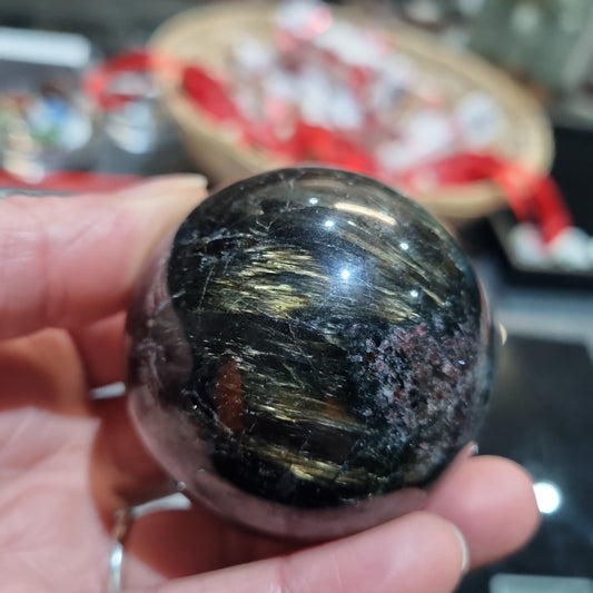 Arfvedsonite with Garnet Sphere #2