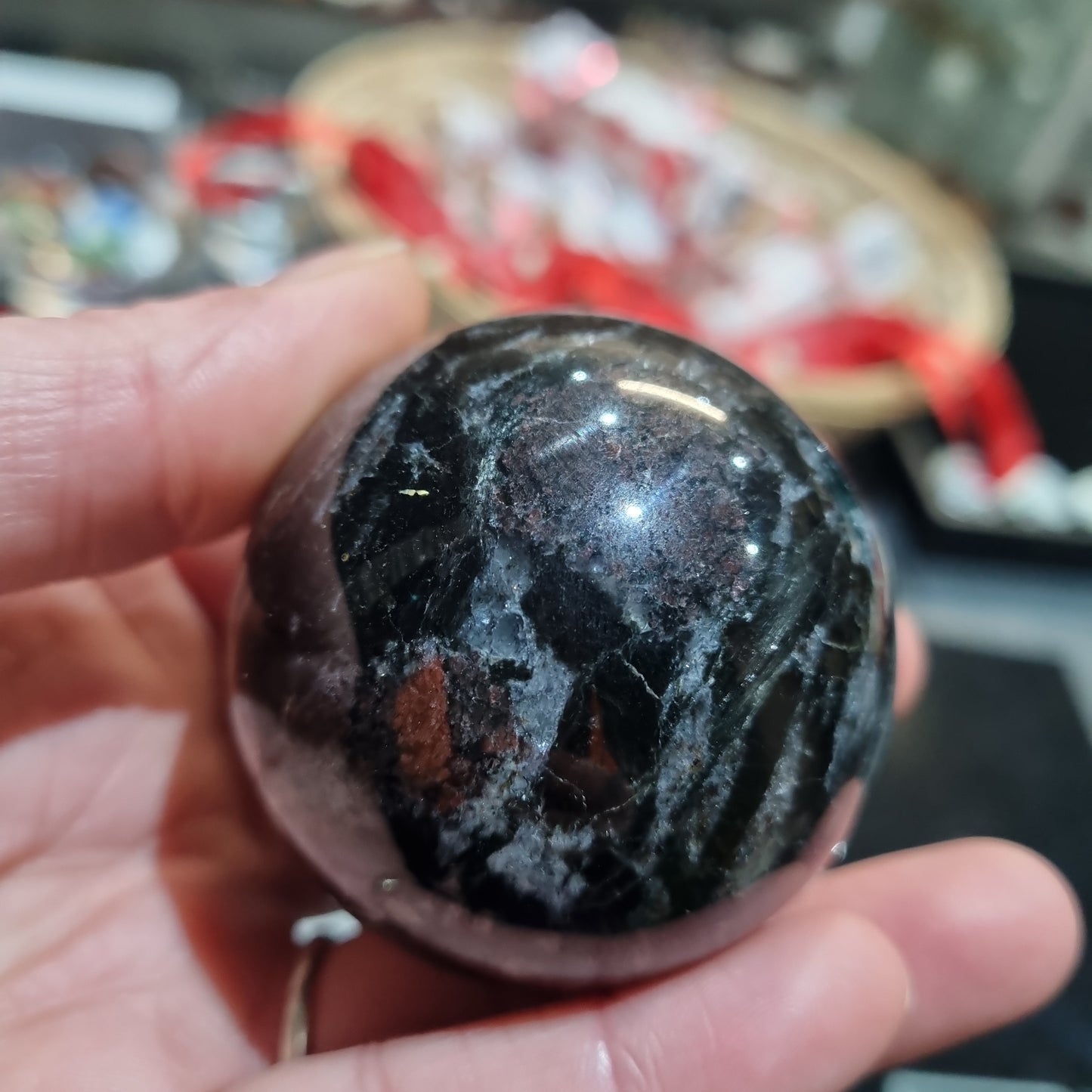 Arfvedsonite with Garnet Sphere #2